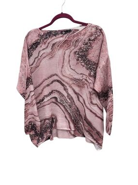 Pink Marble Print Lightweight Sweater